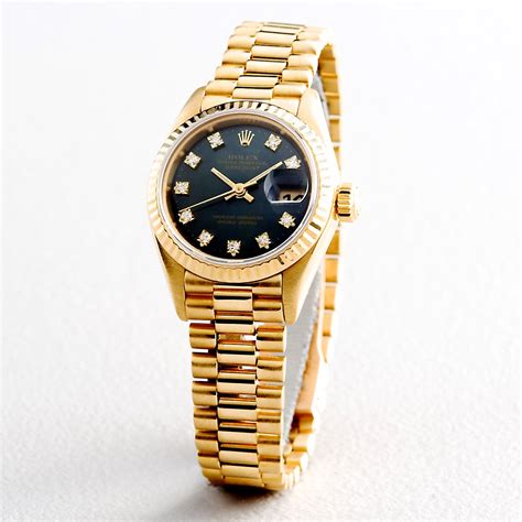 18kty gold rolex precision ladies watch|rolex datejust 18k gold watch.